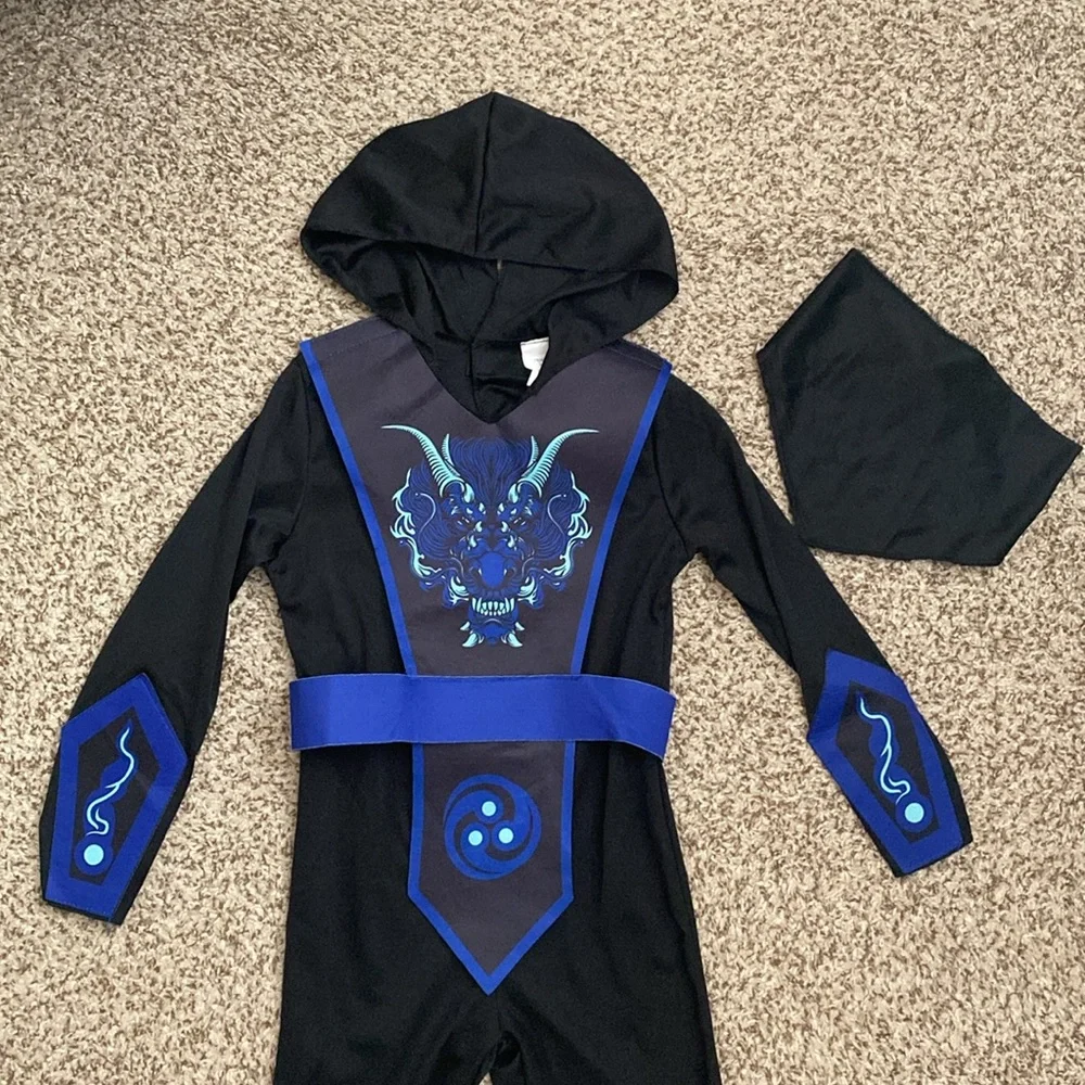 Kids Water Dragon Warrior Blue Ninja Halloween Costume M